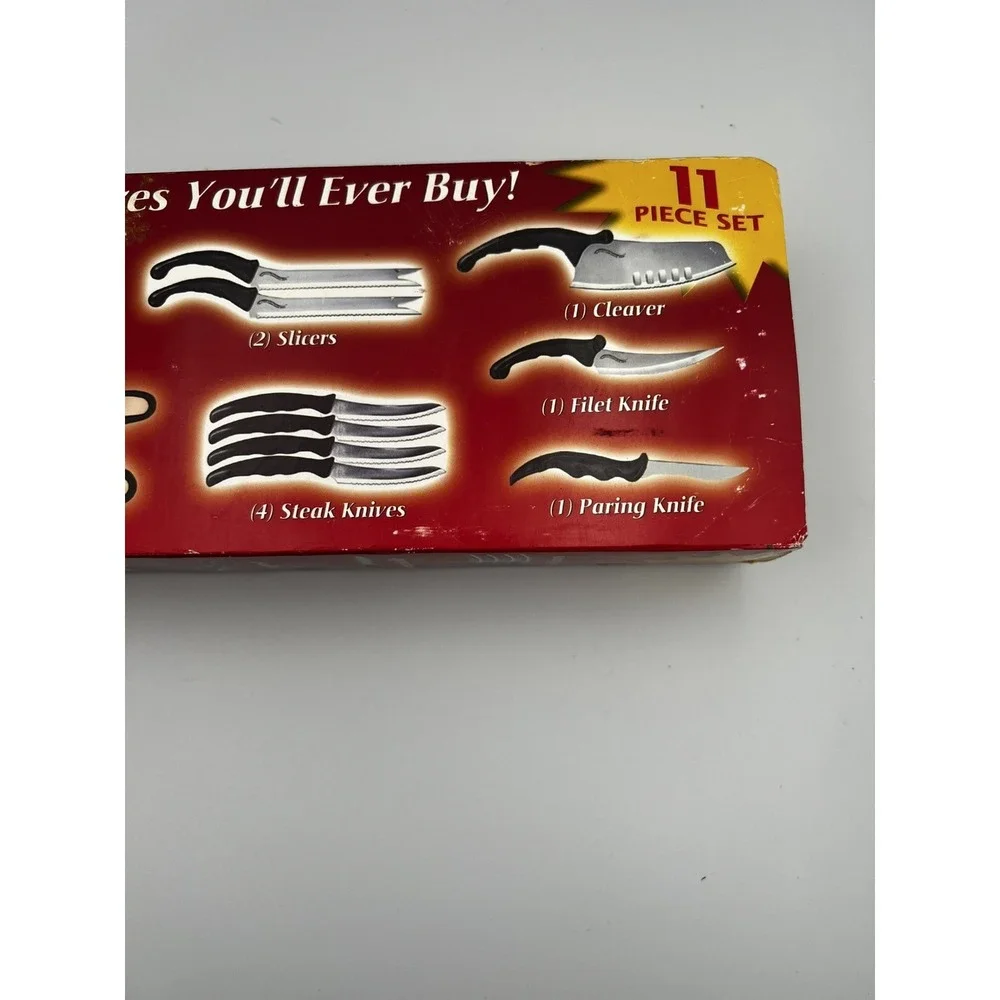 Katsu Contour Pro 11 Piece Knife Set Chopper Cleaver Slicer Filet 4Steak Knives